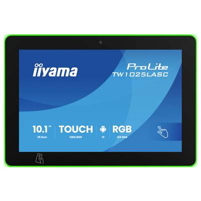 'Iiyama ProLite TW1025LASG' Tablet-Bildschirm mit Displaygröße '10,1" 25,6cm', Auflösung '1280x800', Touch-Funktion und RGB-LED-Balken.