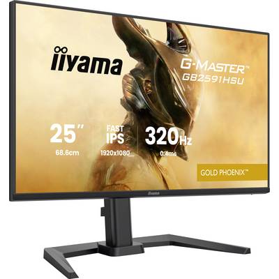 Ein Gaming-Monitor mit der Aufschrift „iiyama G-Master GB2591HSU 25" FAST IPS 1920x1080 320Hz 0,4ms Gold Phoenix" und einem Bild eines Phoenix.