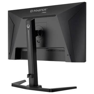 Ein schwarzer Computermonitor von hinten, mit der Bezeichnung „G-Master". Der Ständer ist verstellbar und hat ein modernes, kantiges Design.
