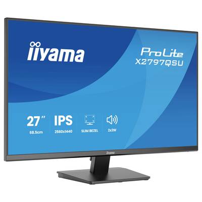 'Iiyama ProLite X2797QSU' Monitor, 27 Zoll, IPS-Display, Auflösung 2560x1440, schlanker Rahmen, duale 2x2W-Lautsprecher.