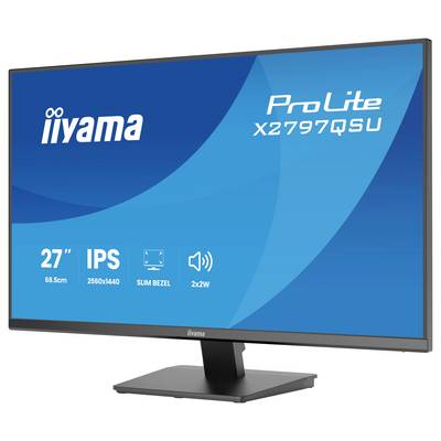 iiyama ProLite X2797QSU Monitor, 27 Zoll, IPS, 2560x1440 Auflösung, schmaler Rahmen, 2x2W Lautsprecher.