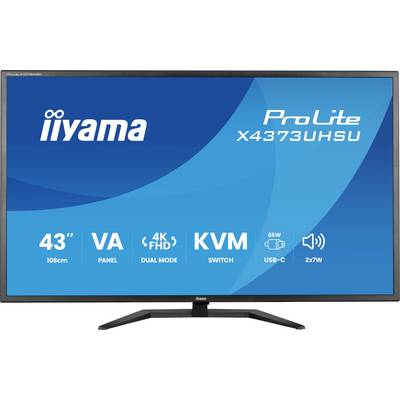 "iiyama ProLite X4373UHSU" 43-Zoll-Monitor mit folgenden Funktionen: VA-Panel, 4K FHD, Dual-Mode, KVM-Switch, 65W USB-C, 2x7W-Lautsprecher.