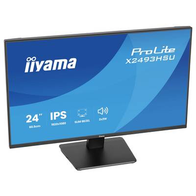 Ein 24-Zoll-iiyama-ProLite-Monitorbildschirm mit IPS-Technologie, 1920x1080-Auflösung, schmalem Rahmen und zwei 2-W-Lautsprechern.