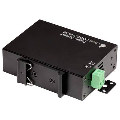 LogiLink UA0443 USB-Hub 4 Port USB-A USB 3.0 5 GBit/s für industrielle Anwendungen, Metallgehäuse, zur Wandmontage Schwa-1