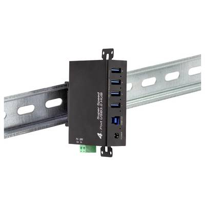 LogiLink UA0443 USB-Hub 4 Port USB-A USB 3.0 5 GBit/s für industrielle Anwendungen, Metallgehäuse, zur Wandmontage Schwa-3