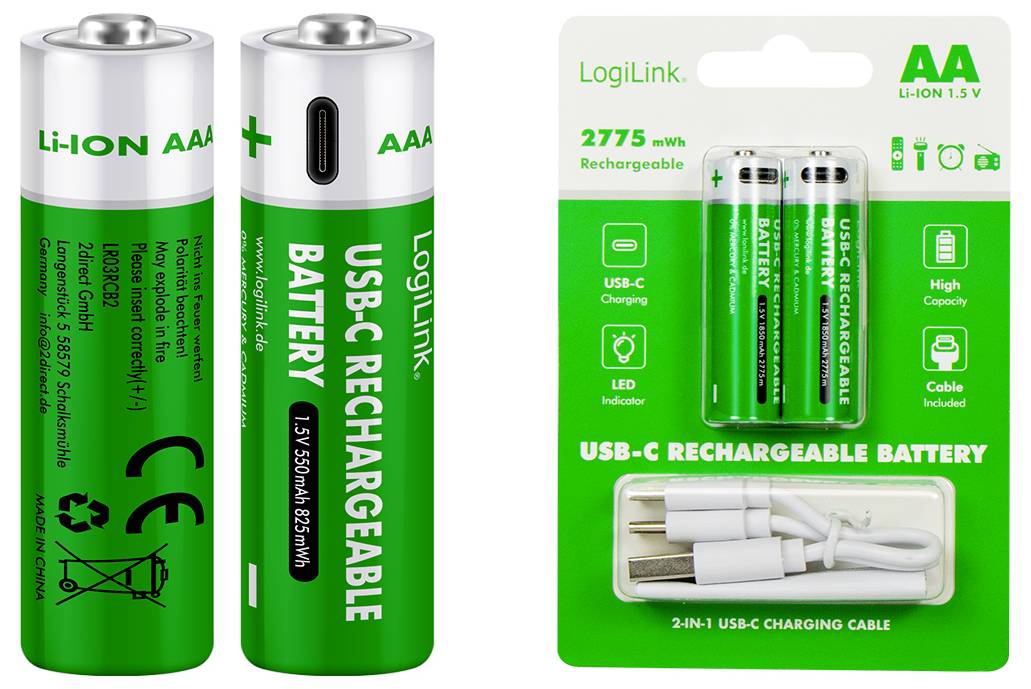 LogiLink LR6RCB2 Mignon (AA)-Akku Li-Ion 1850 mAh 1.5 V 2 St.-6