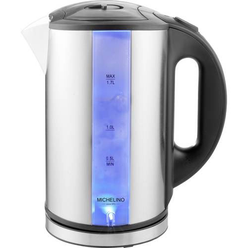 Michelino Wasserkocher Edelstahl mit LED-Beleuchtung 1,7 Liter Wasserkocher Fassungsvermögen: 1.7 l
