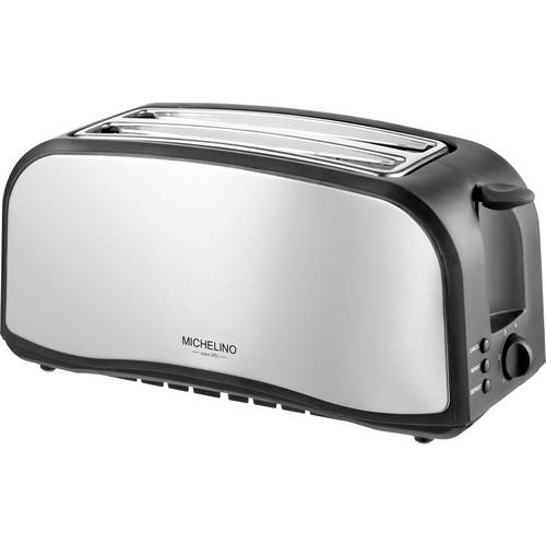 Michelino Toaster 4-Scheiben 1400 Watt Edelstahl schwarz Toaster Schwarz, Silber