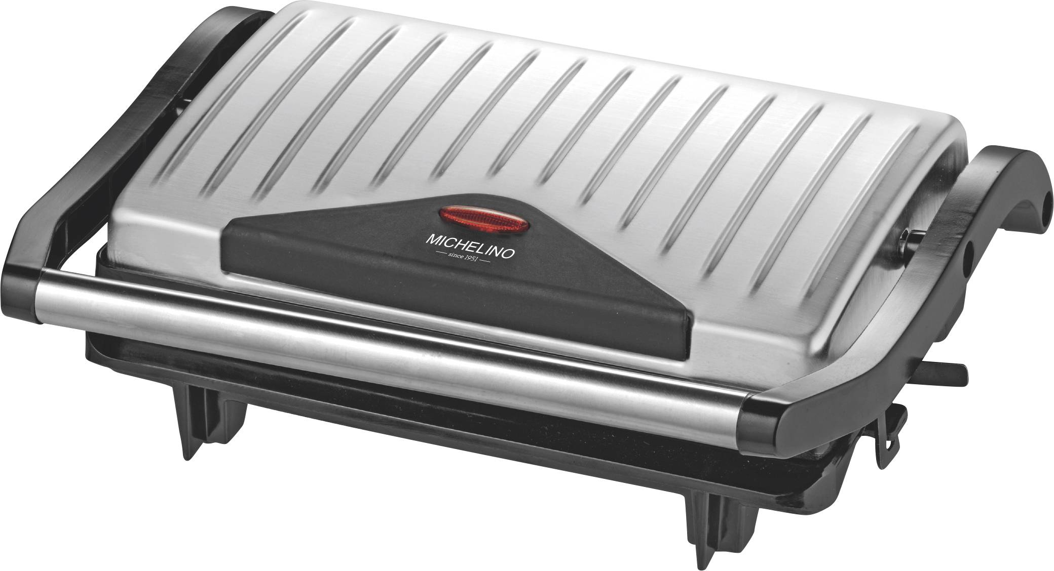 Michelino Kontaktgrill 23x14,5cm 750 Watt, MICHELINO Kontaktgrill Schwarz, Silber