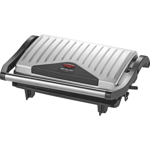 Michelino Kontaktgrill 23x14,5cm 750 Watt, MICHELINO Kontaktgrill Schwarz, Silber