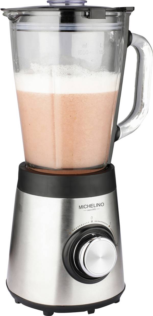 Michelino Standmixer mit Glasbehälter 1,5 Liter 500 Watt Standmixer 500 W Schwarz, Silber