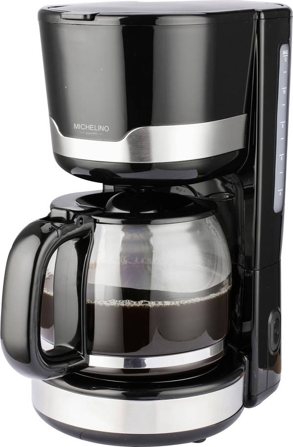 Michelino Kaffeemaschine 1,5 Liter Edelstahl schwarz Kaffeemaschine Schwarz, Silber  Fassungsvermögen Tassen=12 Warmhaltefunktion