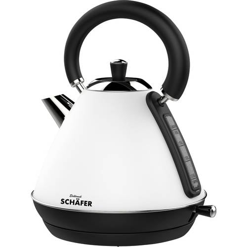Schäfer Elektronik Wasserkocher Retro 1,7 Liter weiß schwarz Wasserkocher Weiß, Schwarz Fassungsvermögen: 1.7 l