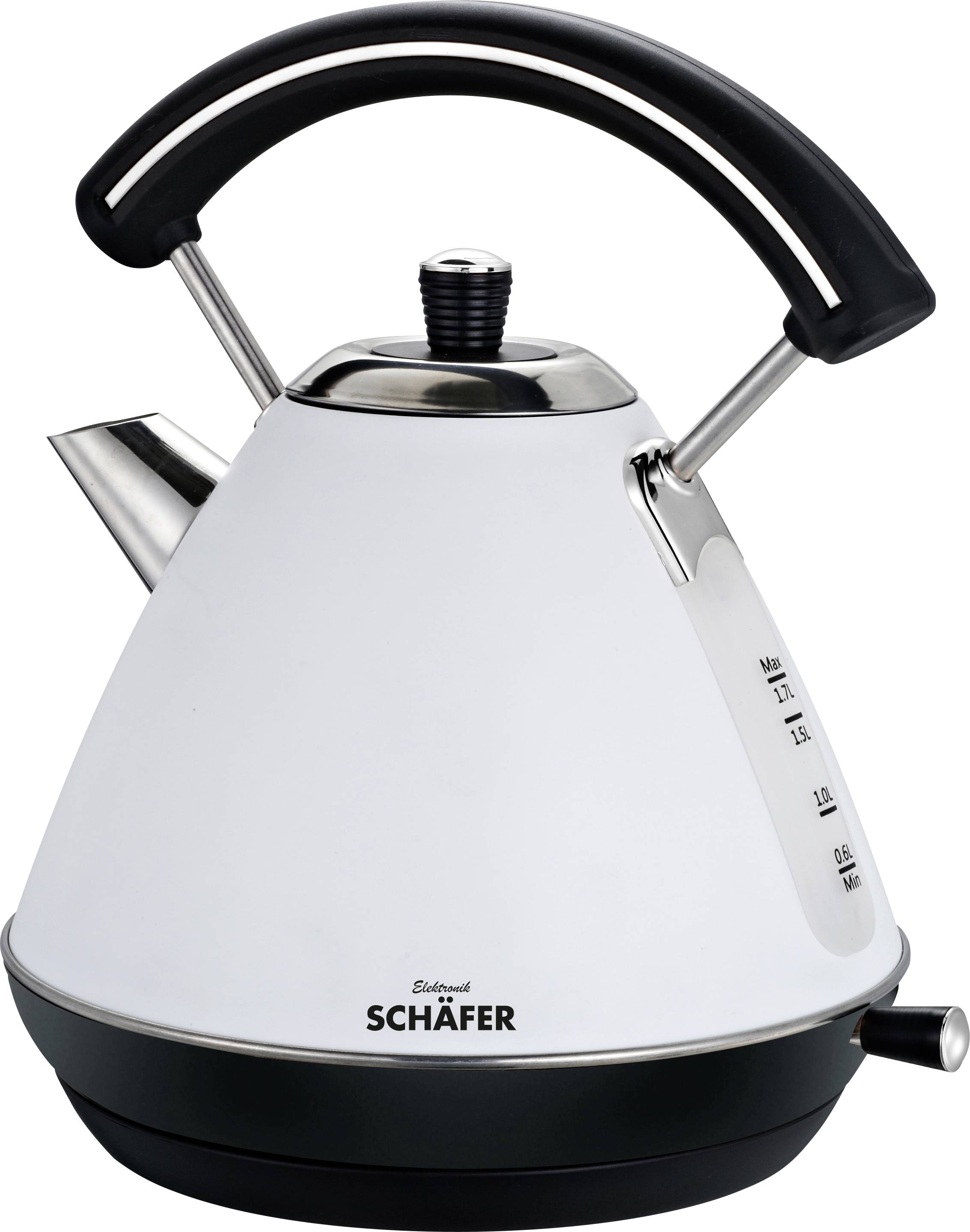 Schäfer Elektronik Wasserkocher Retro 1,7 Liter weiß schwarz Wasserkocher Weiß, Schwarz Fassungsvermögen: 1.7 l