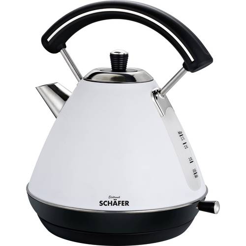 Schäfer Elektronik Wasserkocher Retro 1,7 Liter weiß schwarz Wasserkocher Weiß, Schwarz Fassungsvermögen: 1.7 l