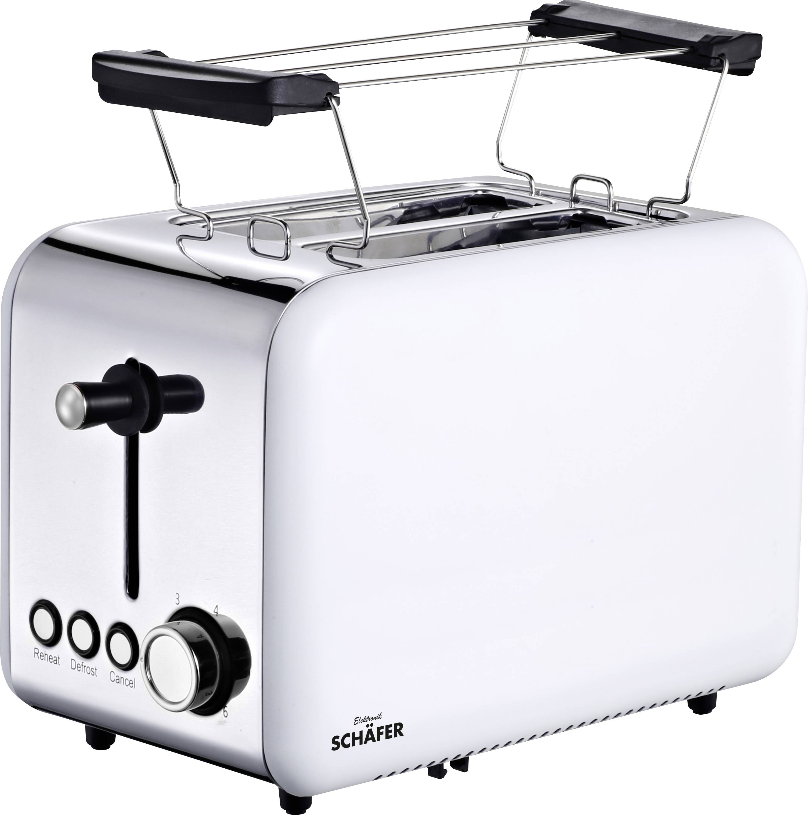 Schäfer Elektronik Toaster Retro 2-Scheiben 850 Watt weiß Toaster Cool-Touch-Gehäuse Weiß