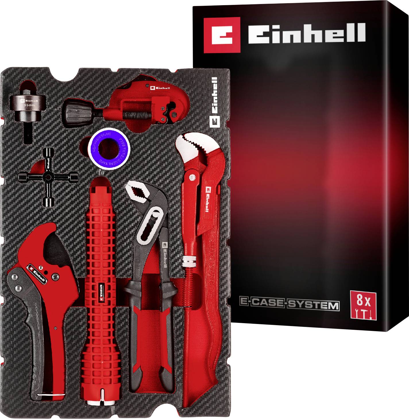 Einhell Klempner-Set 8-tlg. Einleger Pad 370527 Einlage Rot-Schwarz