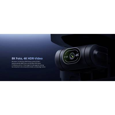 Eine Nahaufnahme eines Kameraobjektivs auf einem hochmodernen Gerät mit dem Text „8K Foto, 4K HDR-Video", das fortschrittliche Bilderfassungsfunktionen hervorhebt.
