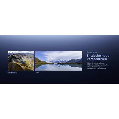 Panorama – Entdecke neue Perspektiven.<br><br>Die Szene zeigt Seen und Berge.