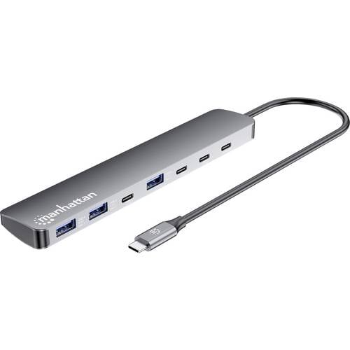 Manhattan 181167 USB-Hub USB-C® (USB 3.2 Gen 2), USB-A (USB 3.2 Gen 2) USB 3.2 Gen2 10 GBit/s mit Aluminiumgehäuse, mit ...