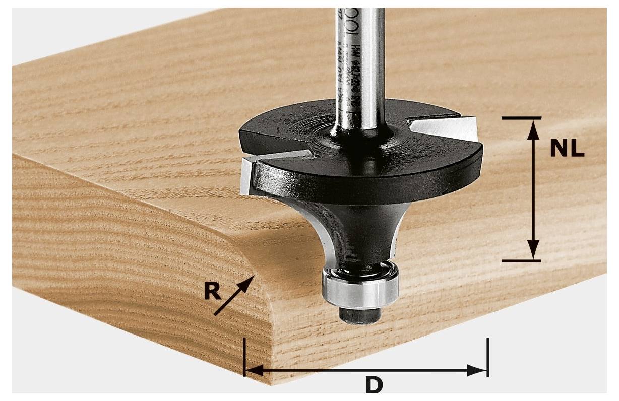 Thumbnail - Festool 491015 Abrundfräser Länge 56 mm Produktabmessung, Ø 31.70 mm Arbeits-Länge 16.50 mm Schaftdurchmesser 8 mm