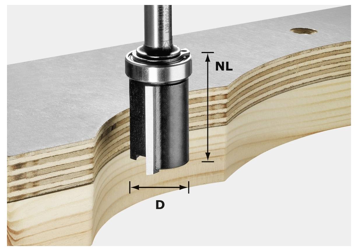 Festool 491028 Bündigfräser Länge 62 mm Produktabmessung, Ø 19.05 mm Arbeits-Länge 25 mm Schaftdurchmesser 8 mm