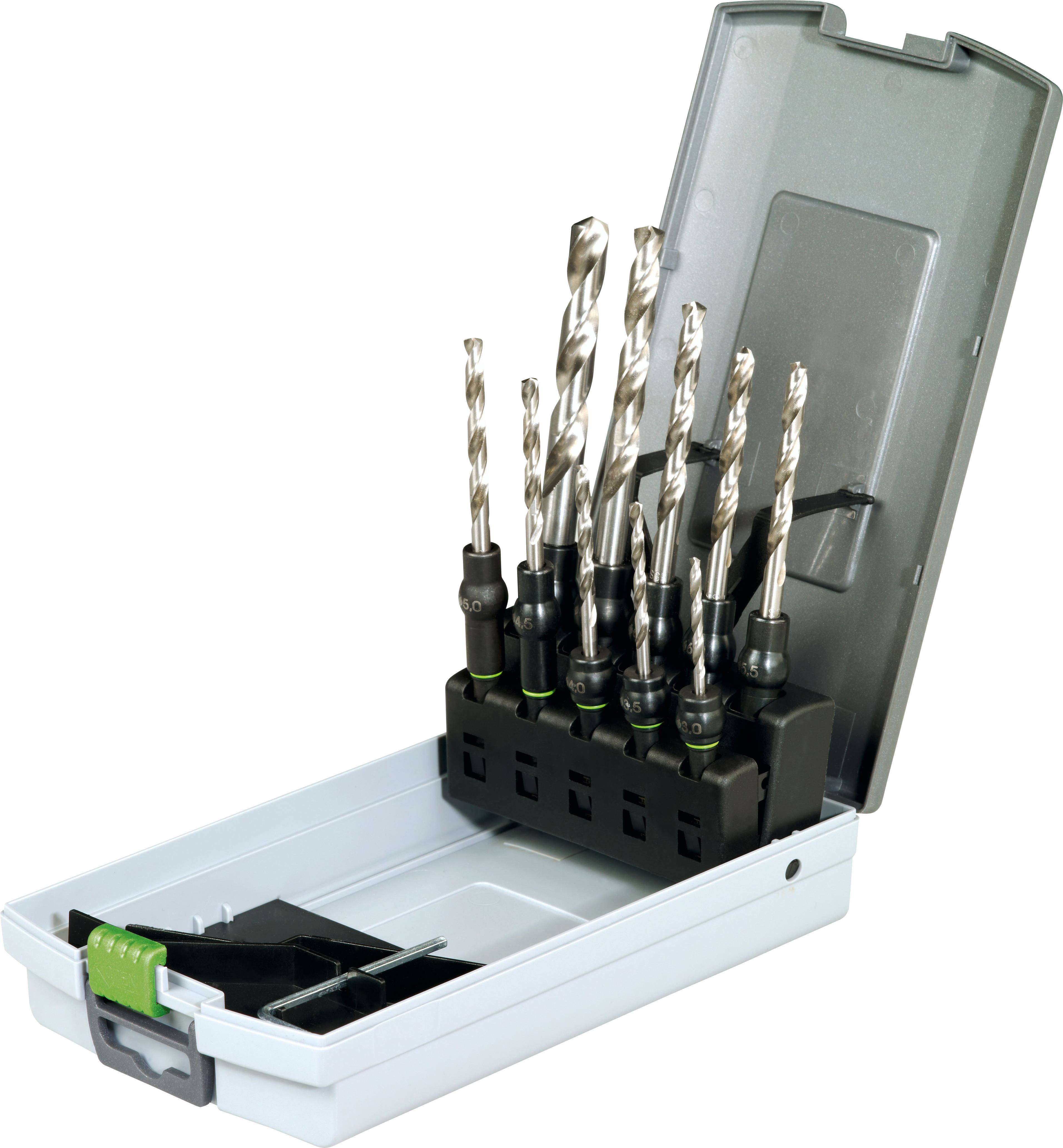 Festool 495128 HSS D3-10 CE/10 Bohrer-Set 3 mm, 3.5 mm, 4 mm, 4.5 mm, 5 mm, 5.5 mm, 6 mm, 6.5 mm, 8 mm, 10 mm