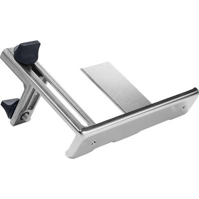 Eine silberfarbene und schwarze Metallhalterung mit verstellbaren Knöpfen, entwickelt zum Halten oder Sichern von Geräten.