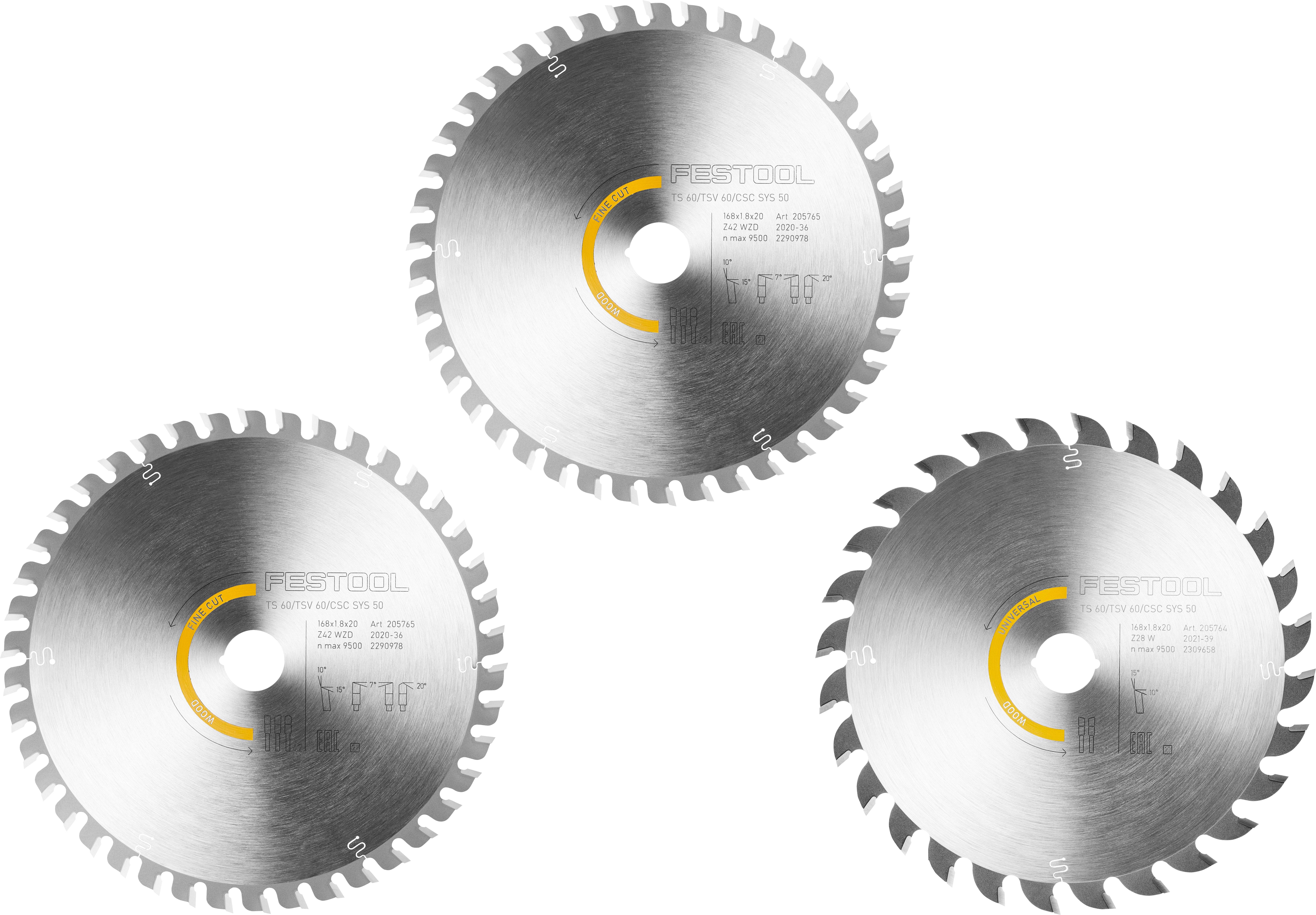 Thumbnail - Festool KSB-SORT/3 W 168x1,8 578566 Kreissägeblatt-Set 168 x 20 x 1.20 mm 1 St.