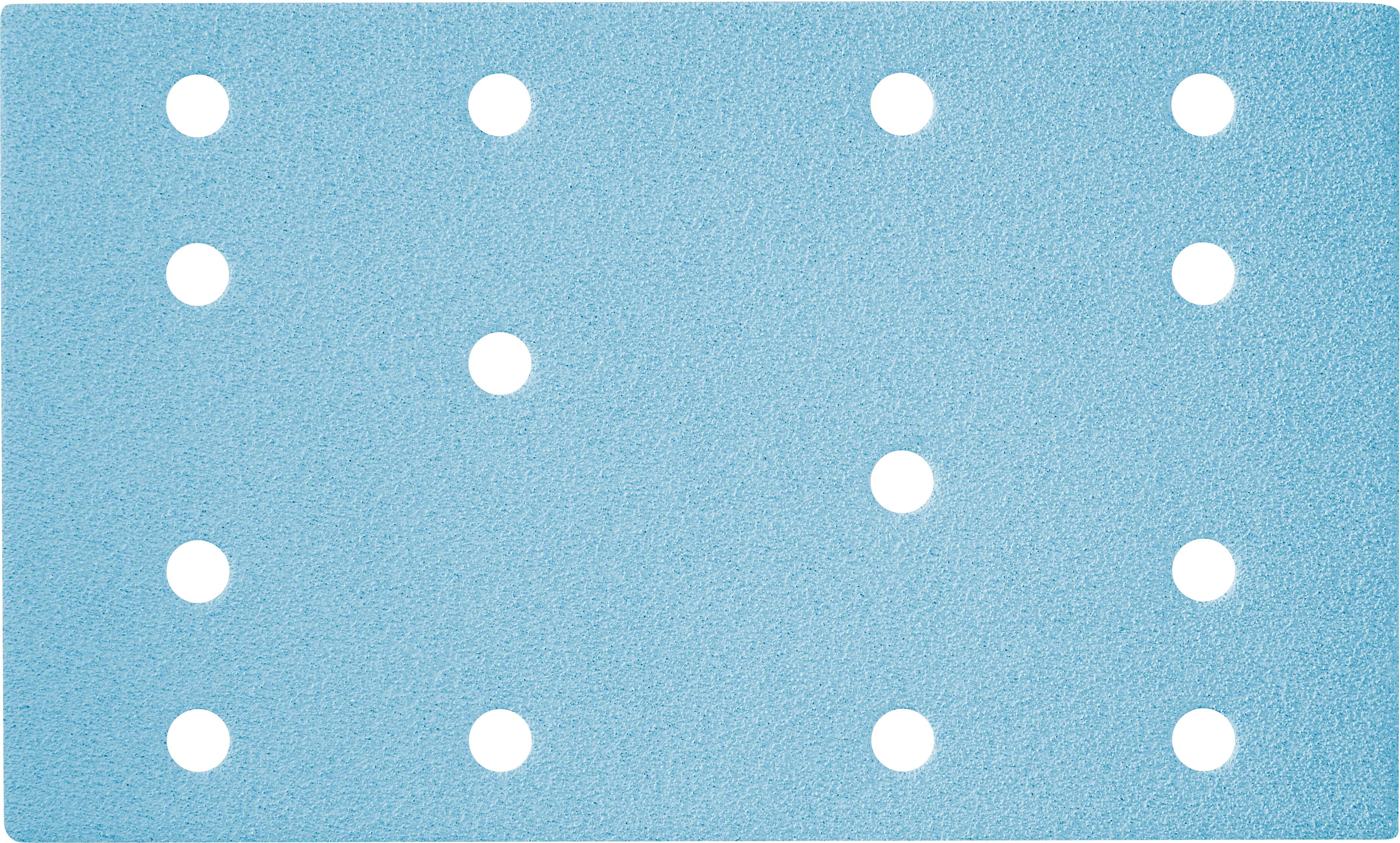 Eine rechteckige blaue Oberfläche mit einem gleichmäßig verteilten Gitter aus kleinen weißen Kreisen, die wahrscheinlich ein dekoratives oder strukturiertes Muster darstellen.