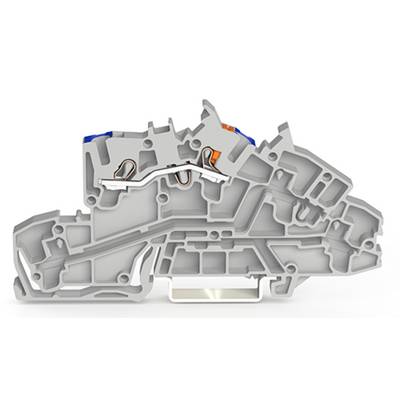 Querschnitt einer komplexen mechanischen Komponente, die innere Strukturen und Pfade zeigt. Das Layout deutet auf ein kompliziertes Ingenieursdesign hin.
