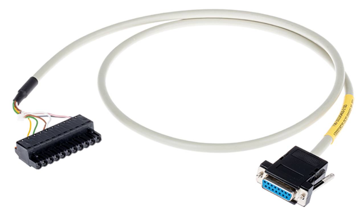 Ein Kabel mit einem DB9-Seriellen Stecker auf der einen Seite und einer Klemmleiste auf der anderen Seite, das zum Verbinden von Geräten mit Industrieanlagen verwendet wird.