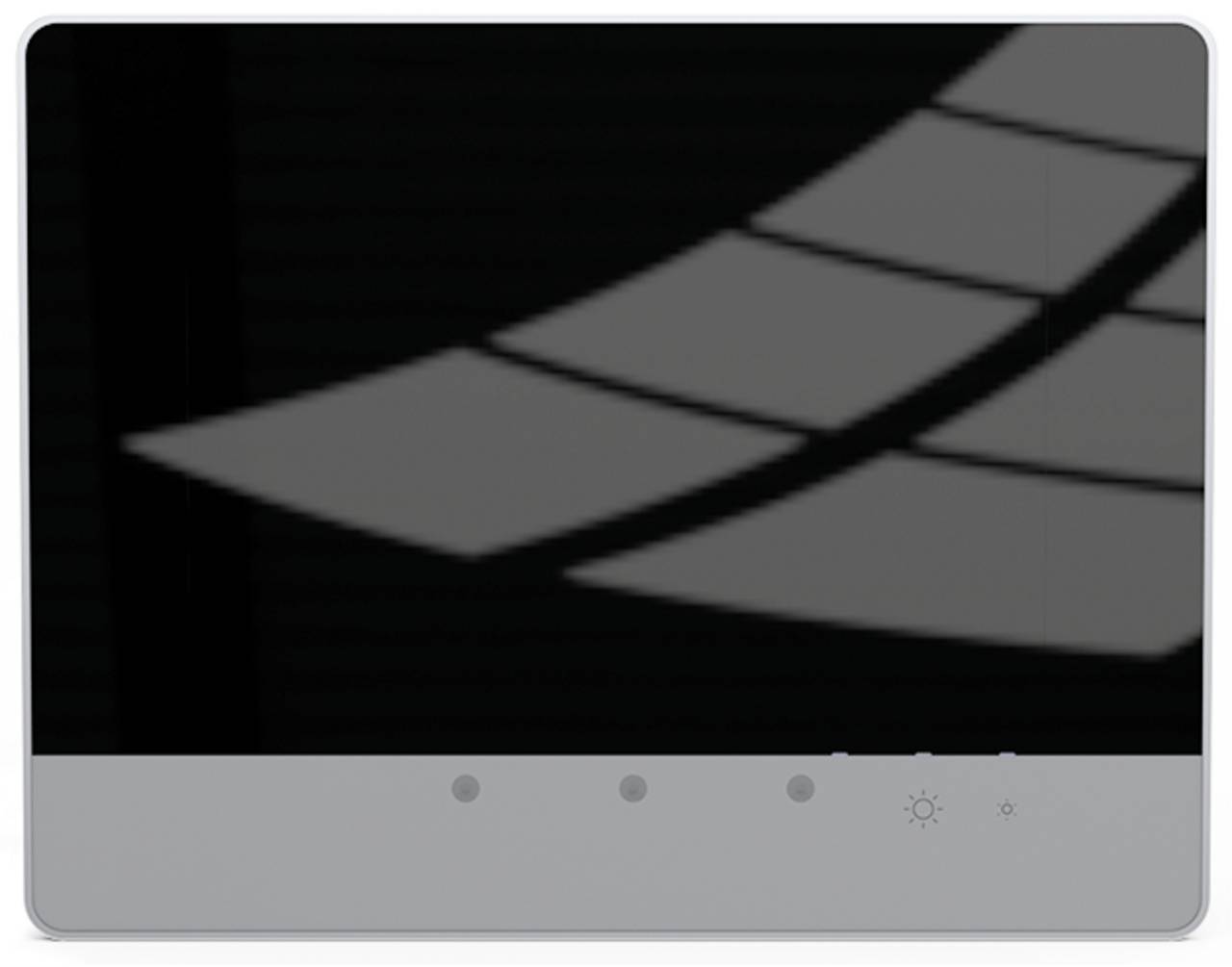 Ein dunkles abstraktes Bild mit einer Serie von überlappenden geschwungenen grauen und schwarzen Formen, die an ein modernes, minimalistisches Kunstwerk erinnern.