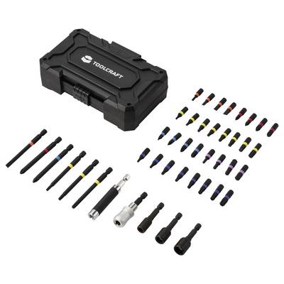 TOOLCRAFT TO-10911219 Bit-Set 43teilig Schlitz, Kreuzschlitz Phillips, Pozidriv, Außen-Sechskant, T-Profil, T-Profil mit-2
