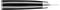 Ein schwarz-silberner Stift oder Stylus mit weißer Spitze, horizontal auf einem schlichten weißen Hintergrund dargestellt.