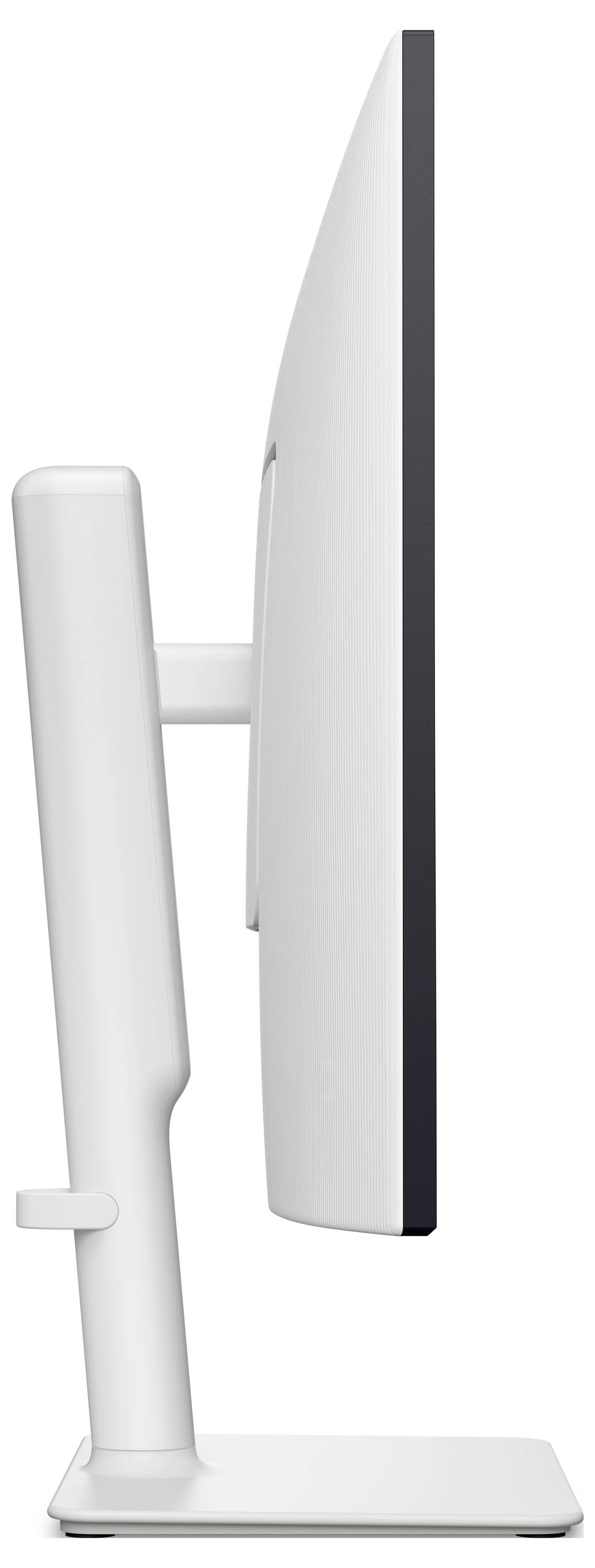 Rückansicht eines Dell-Monitors mit verstellbarem Ständer, der sein elegantes Design und seine Kabelmanagement-Funktionen hervorhebt.