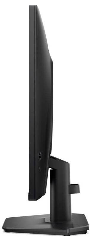 Seitenansicht eines modernen Monitors mit dünnem Rahmen und verstellbarem Ständer, die sein schlankes und minimalistisches Design zeigt.