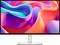 Ein Computermonitor, der einen farbenfrohen abstrakten Hintergrund mit wirbelnden Tönen von Rosa, Rot und Blau anzeigt.