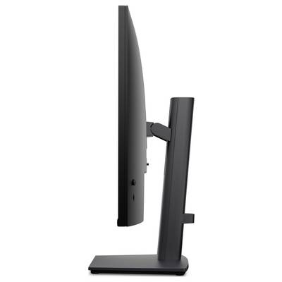 Eine Seitenansicht eines schlanken Computerbildschirms auf einem Ständer, die sein dünnes Design zeigt.