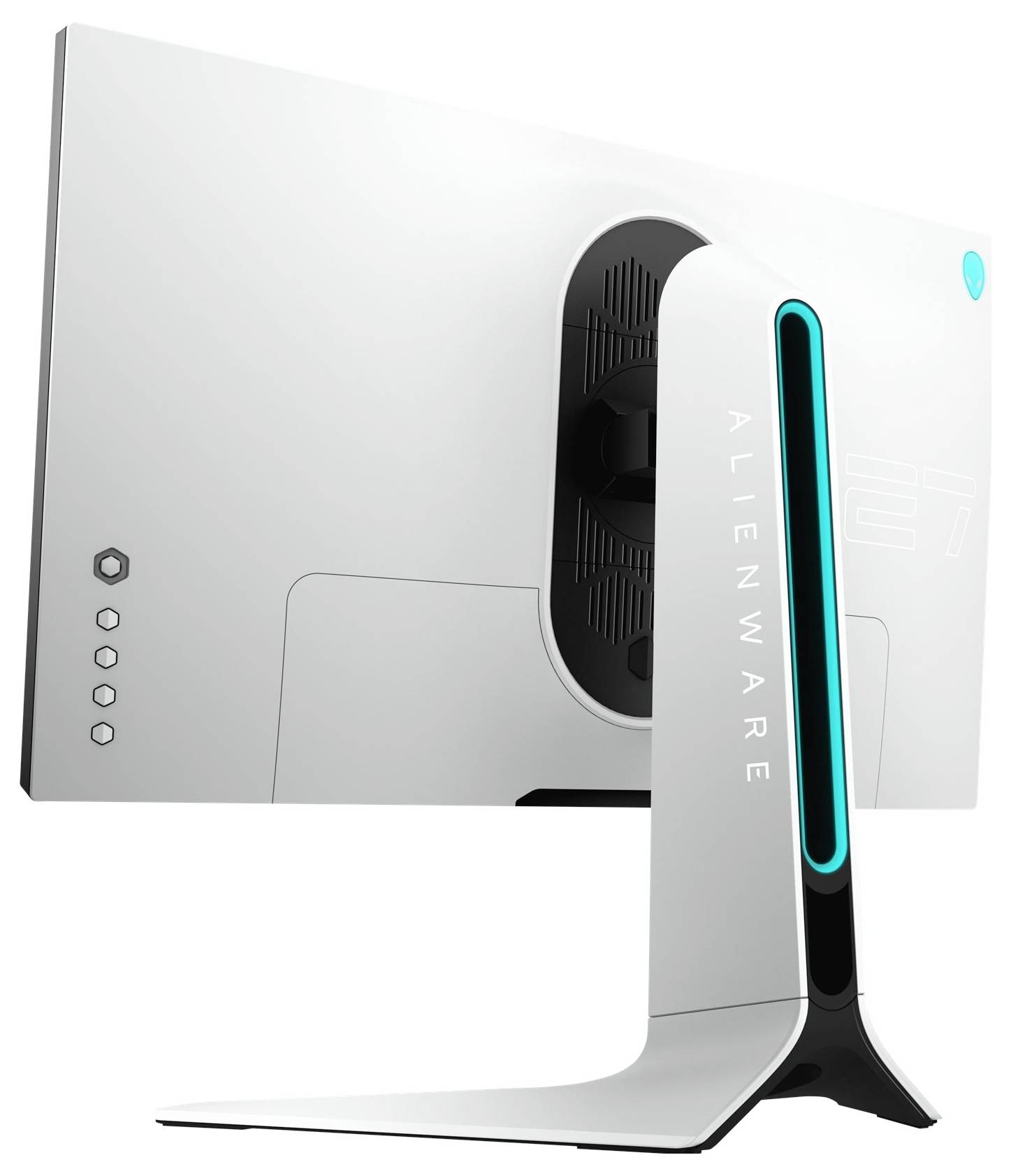 Ein schlanker Dell-Monitor, auf dem lebendige und bunte abstrakte Wellen den Bildschirm ausfüllen.