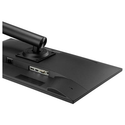 Eine Rückansicht eines Computermonitors mit Anschlüssen für HDMI- und DisplayPort-Verbindungen.