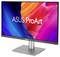 Asus ProArt Monitor mit lebendigem rot-blauem abstraktem Hintergrund auf dem Bildschirm.
