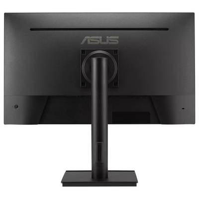ASUS-Computermonitor, von hinten gezeigt, wobei der Ständer und das Markenlogo hervorgehoben werden.