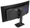 Eine Rückansicht eines gebogenen Gaming-Monitors auf einem Ständer, mit einem Logo mit RGB-Beleuchtung. Der Monitor hat ein elegantes, modernes Design.