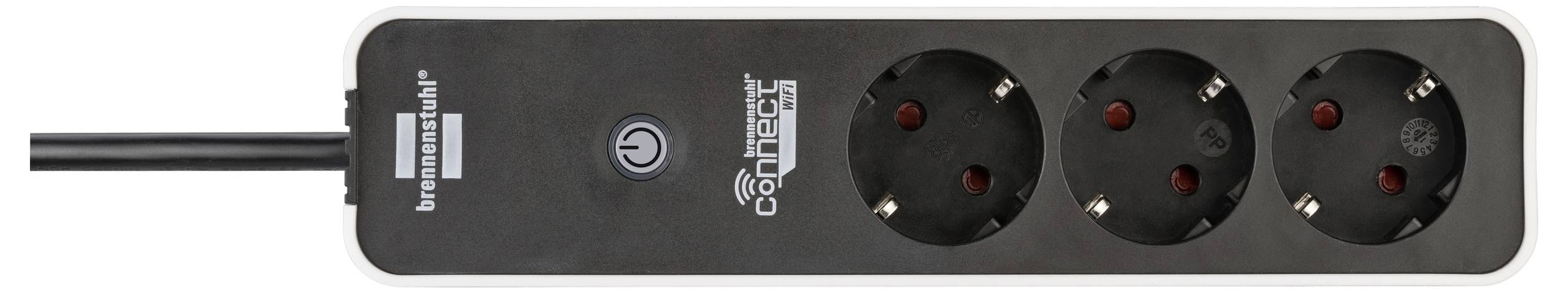 Steckerleiste mit drei europäischen Steckdosen und einem Stromschalter, gekennzeichnet mit „Brennenstuhl" und „Comfort Line".