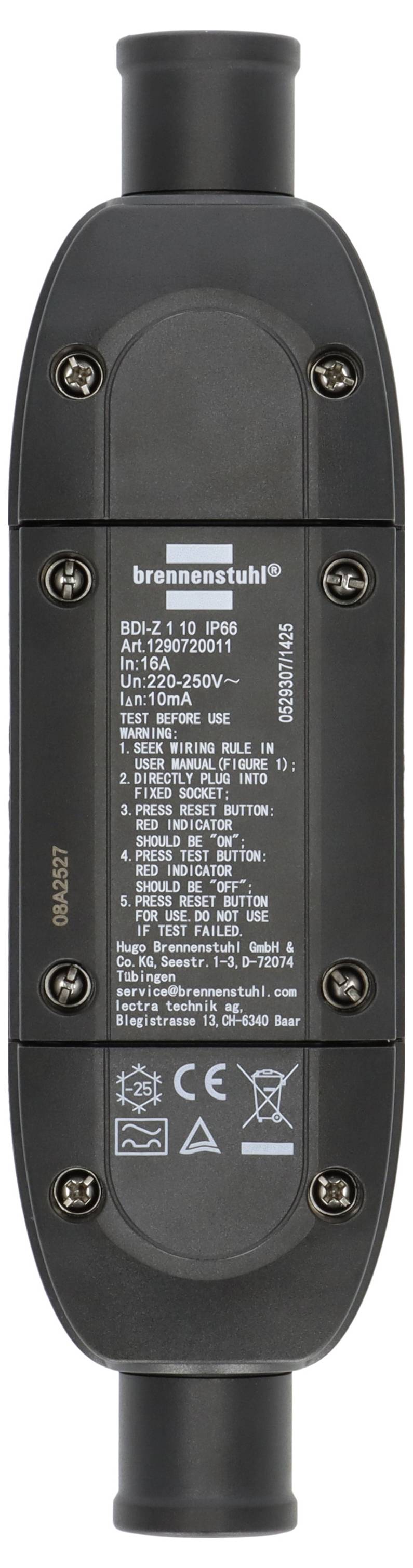 Brennenstuhl 1290720011 Personenschutz-Zwischenschalter PRCD 230 V Schwarz IP66-3