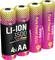 'Vier AA-Lithium-Ionen-Batterien mit Text: LI-ION 3500, German Quality Check, Pure Power/Accu, Typ 3500.'