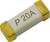 Eine kleine zylindrische Sicherung mit goldfarbenen Endkappen mit der Aufschrift "P 20A", die eine Strombelastbarkeit von 20 Ampere anzeigt.