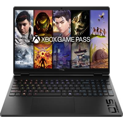 Ein Laptop zeigt das Xbox Game Pass-Logo mit verschiedenen Spielfiguren und Szenen an, was auf eine Vielzahl von verfügbaren Spielen hindeutet.