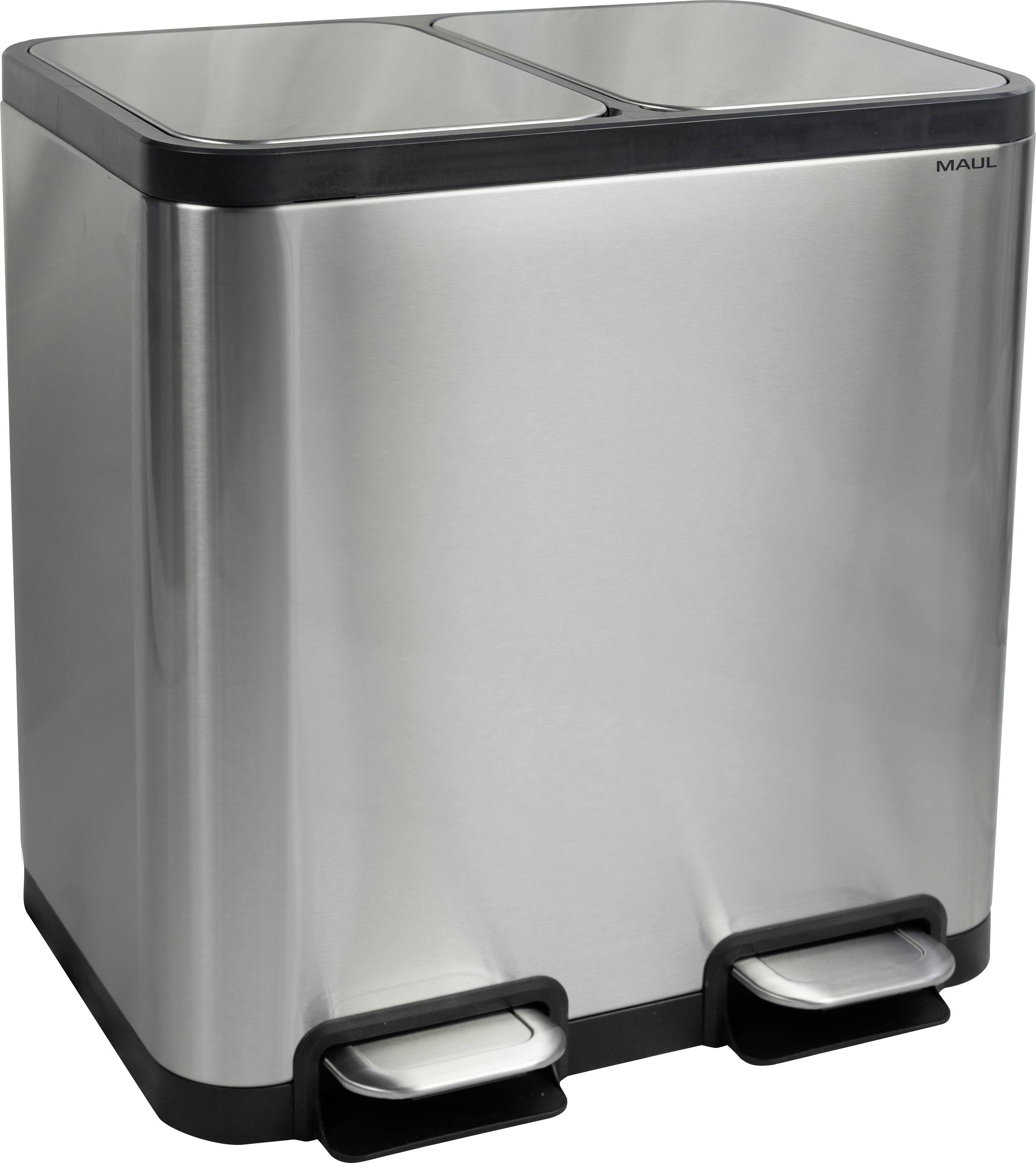 Maul 9502294 Mülleimer 40 l Edelstahl (B x H x T) 460 x 492 x 378 mm Schwarz, Silber 1 St.